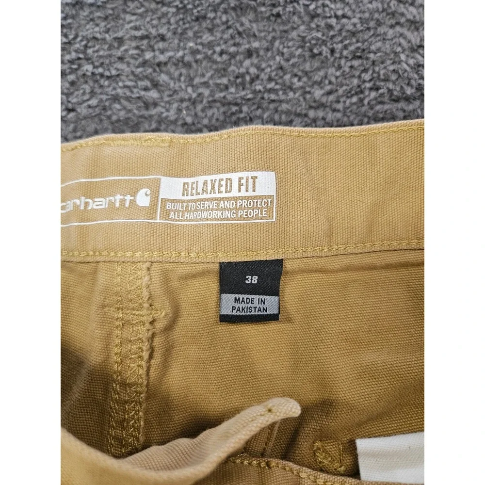 Carhartt Canvas Work Shorts Mens 38 Tan BS2514-M Rugged Flex Relaxed Fit Utility